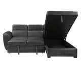 Barre Gray Faux Leather 2-Piece Storage Sleeper Sectional from Homelegance - Luna Furniture