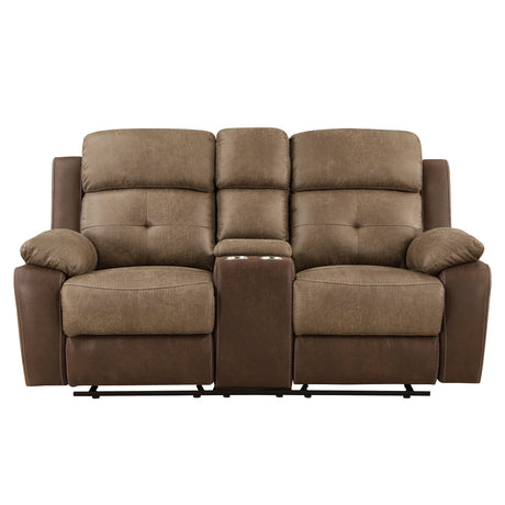 8599BR-2 Double Glider Reclining Love Seat with Center Console - Luna Furniture