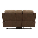 Glendale Brown Microfiber Double Glider Reclining Loveseat with Center Console from Homelegance - Luna Furniture