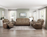 Glendale Brown Microfiber Double Glider Reclining Loveseat with Center Console from Homelegance - Luna Furniture