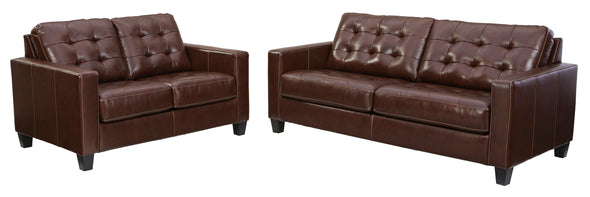 Altonbury Walnut Leather Living Room Set - Luna Furniture