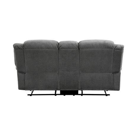 Brennen Charcoal Double Reclining Loveseat with Center Console from Homelegance - Luna Furniture