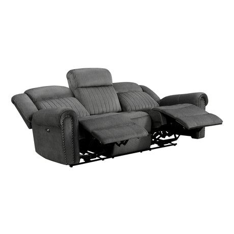 Brennen Charcoal 2-Piece Power Double Reclining Set from Homelegance - Luna Furniture