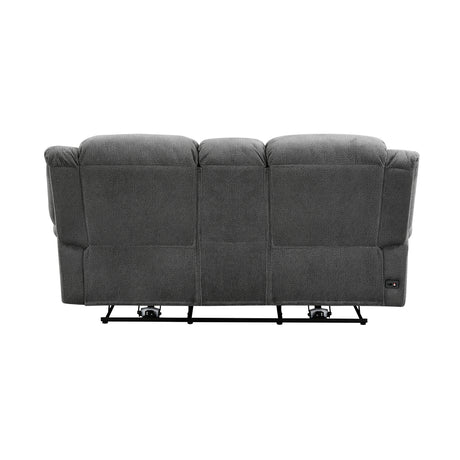 Brennen Charcoal Power Double Reclining Loveseat from Homelegance - Luna Furniture