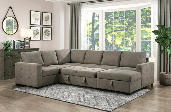9206BR*33LRC (3/3)3-Piece Sectional with Pull-out Bed and Right Chaise with Hidden Storage - Luna Furniture