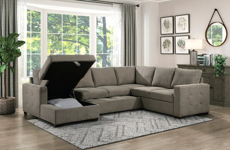 9206BR*3LC3R (3/3)3-Piece Sectional with Pull-out Bed and Left Chaise with Hidden Storage - Luna Furniture