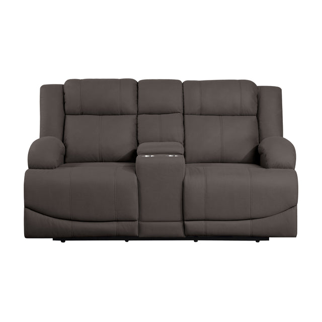 9207CHC-2PW Power Double Reclining Love Seat with Center Console - Luna Furniture