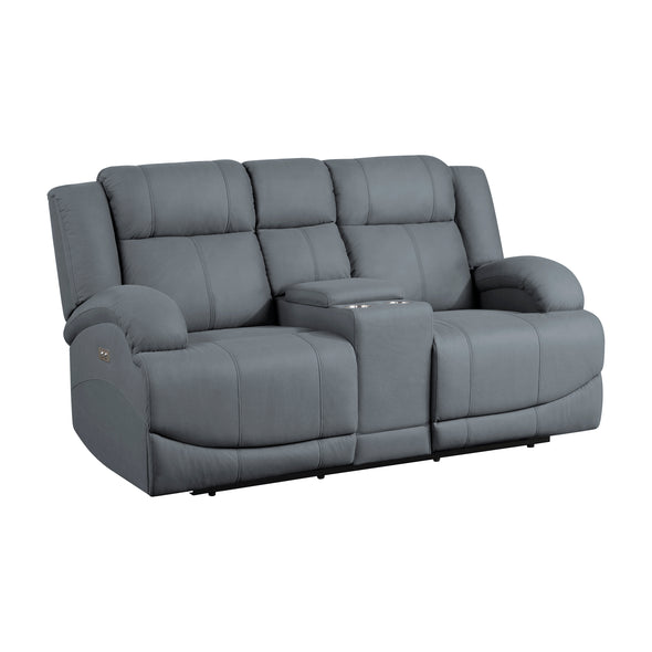 9207GPB-2PW Power Double Reclining Love Seat with Center Console - Luna Furniture