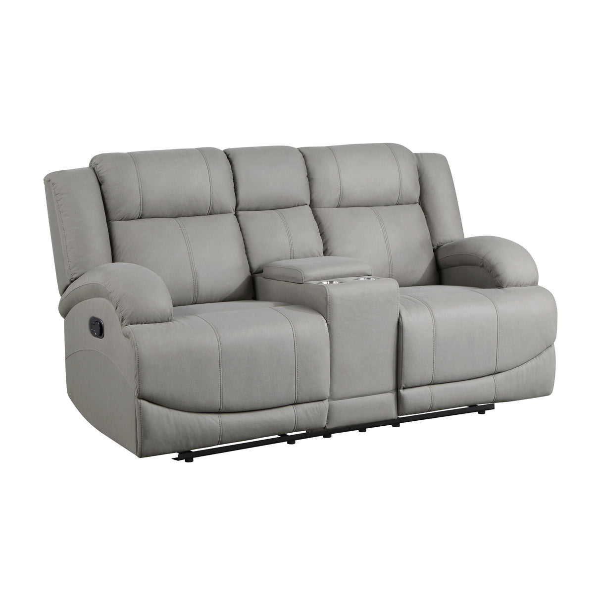 9207GRY-2 Double Reclining Love Seat with Center Console - Luna Furniture