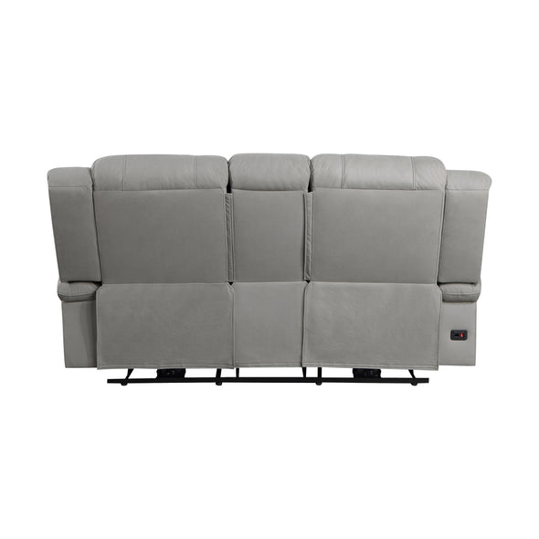 9207GRY-2PW Power Double Reclining Love Seat with Center Console - Luna Furniture
