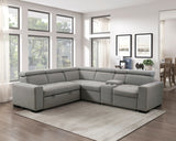 Farrah Light Gray 3-Piece Sectional with Adjustable Headrests, Pull-out Bed and Console from Homelegance - Luna Furniture