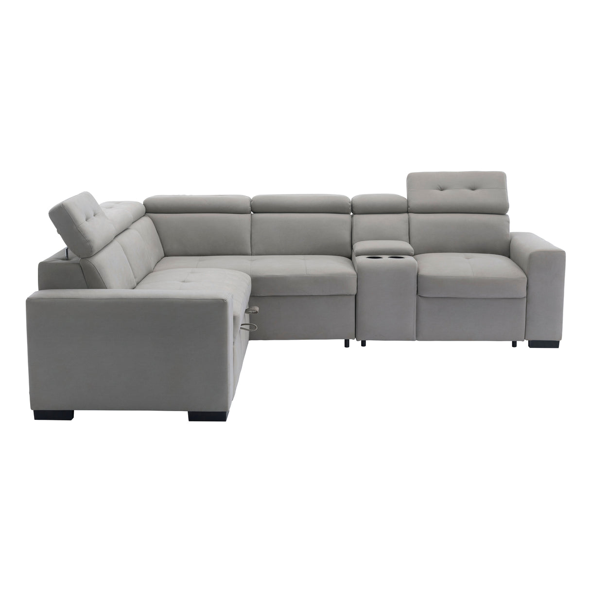 Farrah Light Gray 3-Piece Sectional with Adjustable Headrests, Pull-out Bed and Console from Homelegance - Luna Furniture