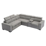 Farrah Light Gray 3-Piece Sectional with Adjustable Headrests, Pull-out Bed and Console from Homelegance - Luna Furniture