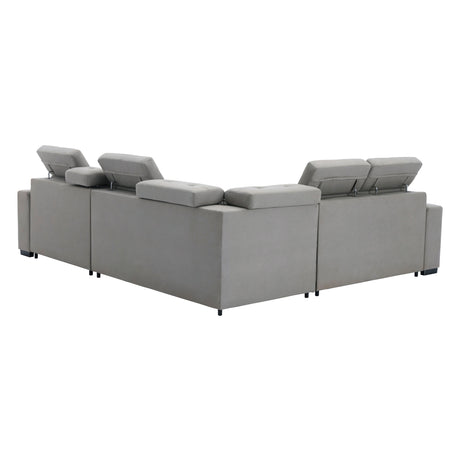 Farrah Light Gray 3-Piece Sectional with Adjustable Headrests, Pull-out Bed and Console from Homelegance - Luna Furniture
