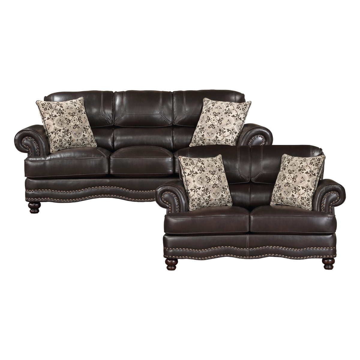 9268BRW*2 Sofa and Loveseat from Homelegance - Luna Furniture