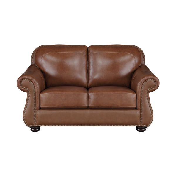 Attleboro Brown Leather Loveseat