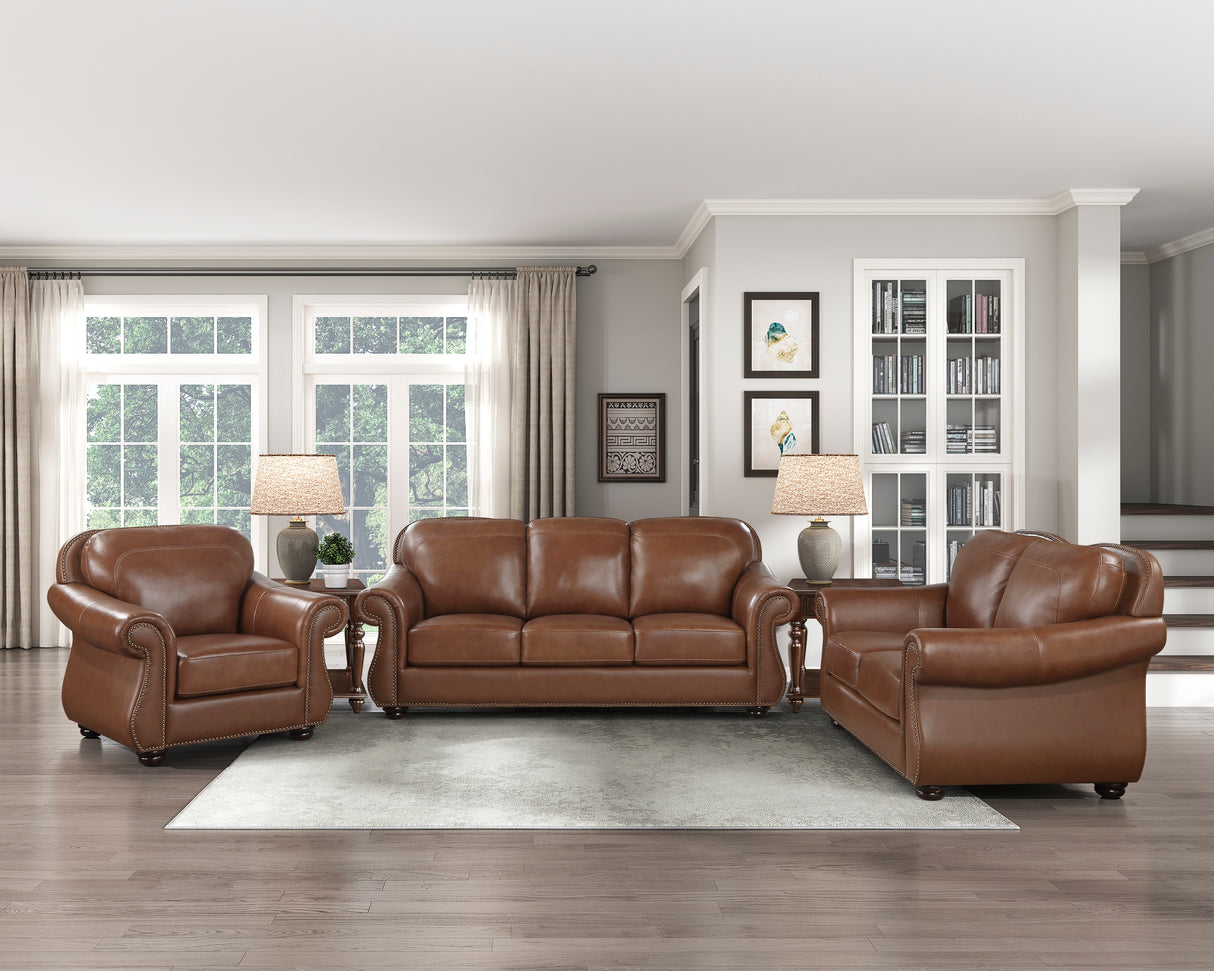 Attleboro Brown Leather Loveseat from Homelegance - Luna Furniture