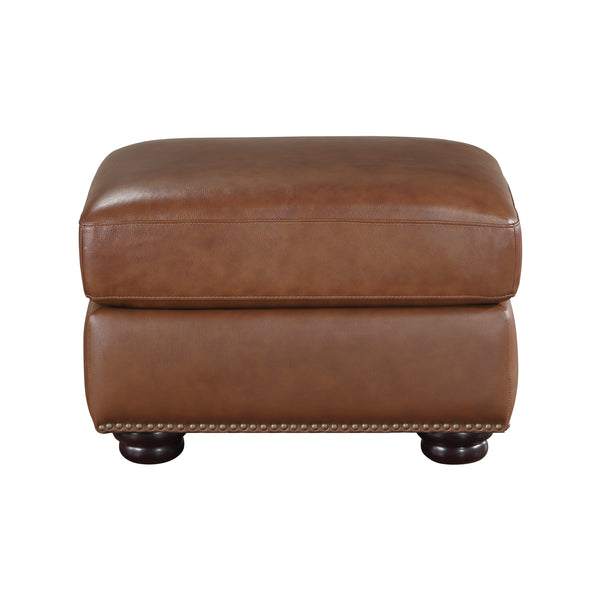 Attleboro Brown Leather Ottoman