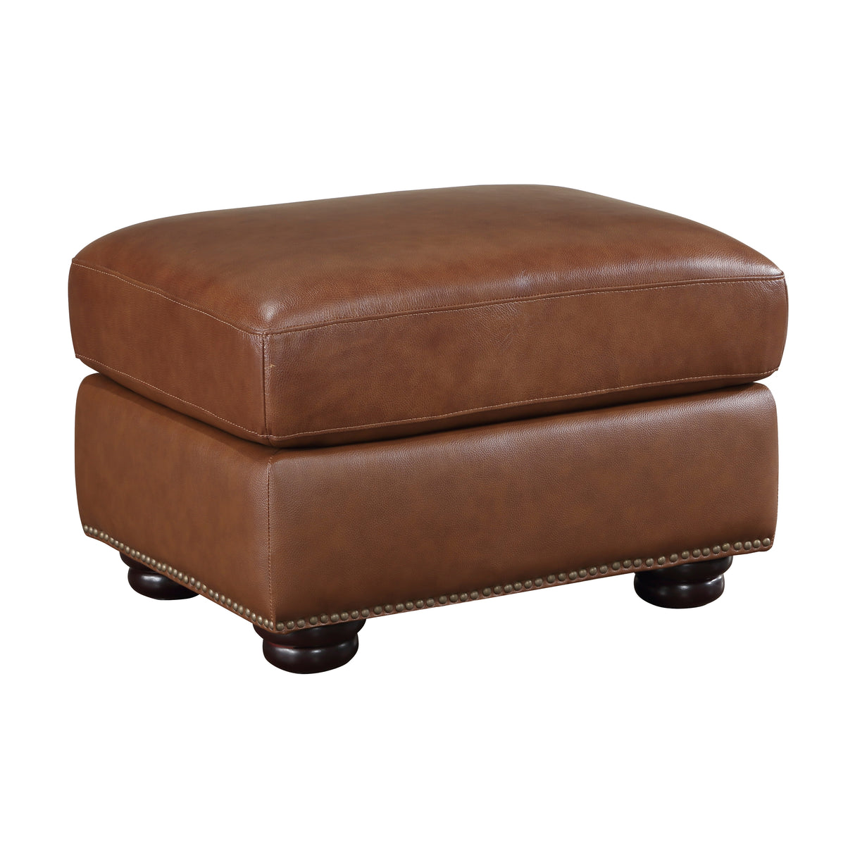 Attleboro Brown Leather Ottoman from Homelegance - Luna Furniture