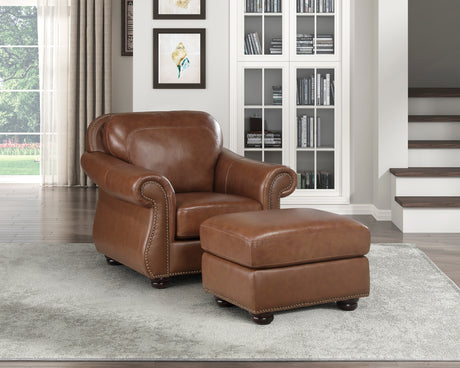 Attleboro Brown Leather Ottoman from Homelegance - Luna Furniture
