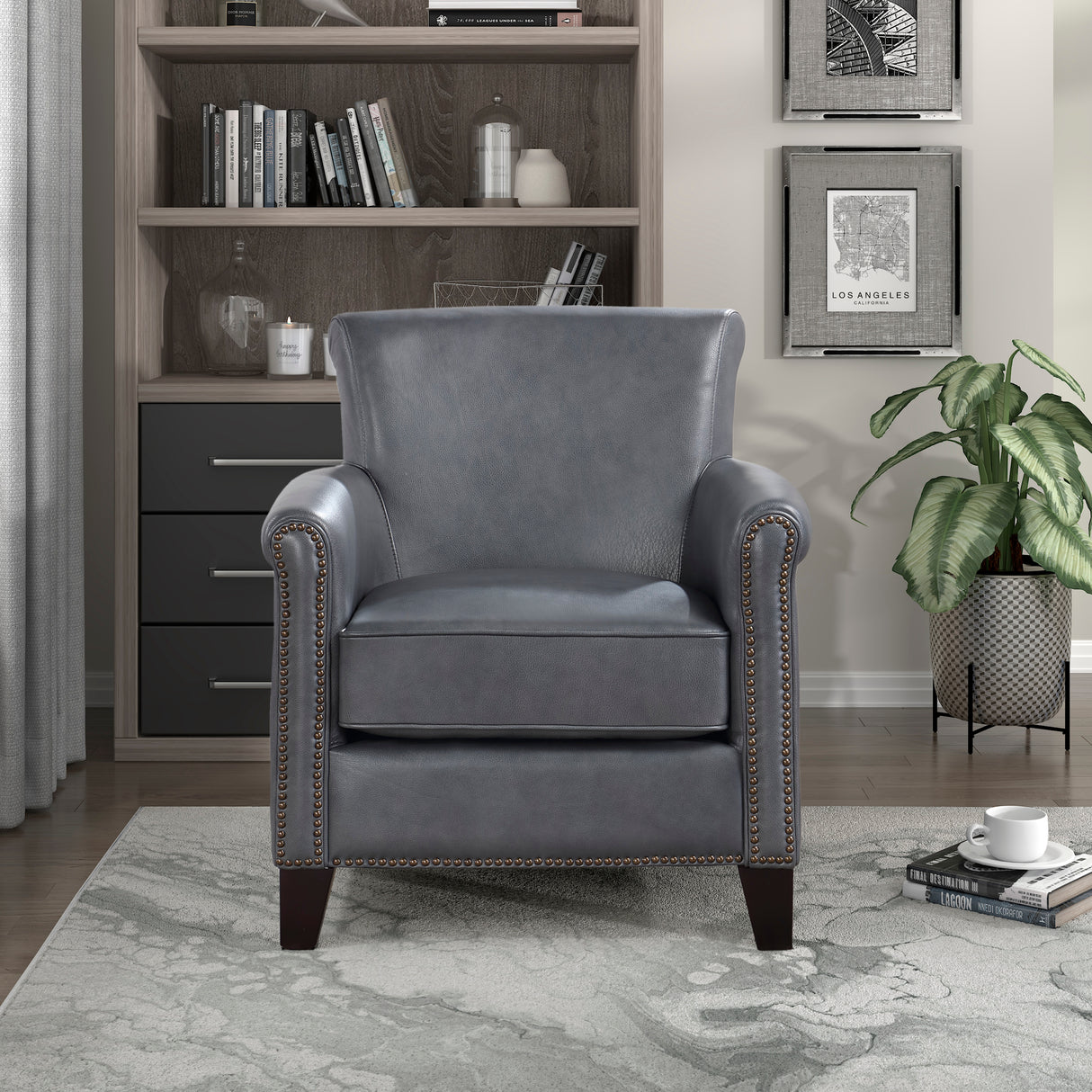 Braintree Burnish Gray Top-Grain Leather Accent Chair from Homelegance - Luna Furniture