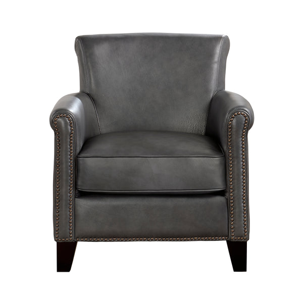 Braintree Gray Top-Grain Leather Accent Chair