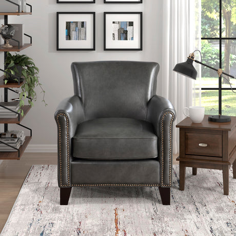 Braintree Gray Top-Grain Leather Accent Chair from Homelegance - Luna Furniture