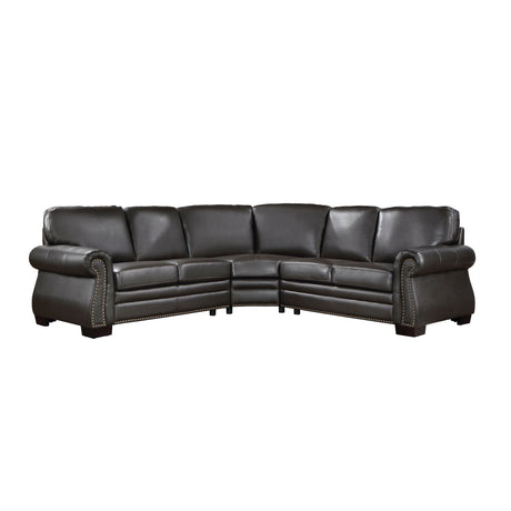 Wareham Dark Brown Leather 3-Piece Sectional from Homelegance - Luna Furniture