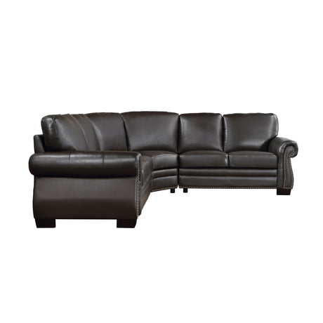 Wareham Dark Brown Leather 3-Piece Sectional from Homelegance - Luna Furniture