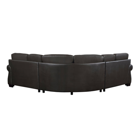 Wareham Dark Brown Leather 3-Piece Sectional from Homelegance - Luna Furniture