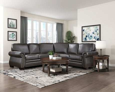 Wareham Dark Brown Leather 3-Piece Sectional from Homelegance - Luna Furniture