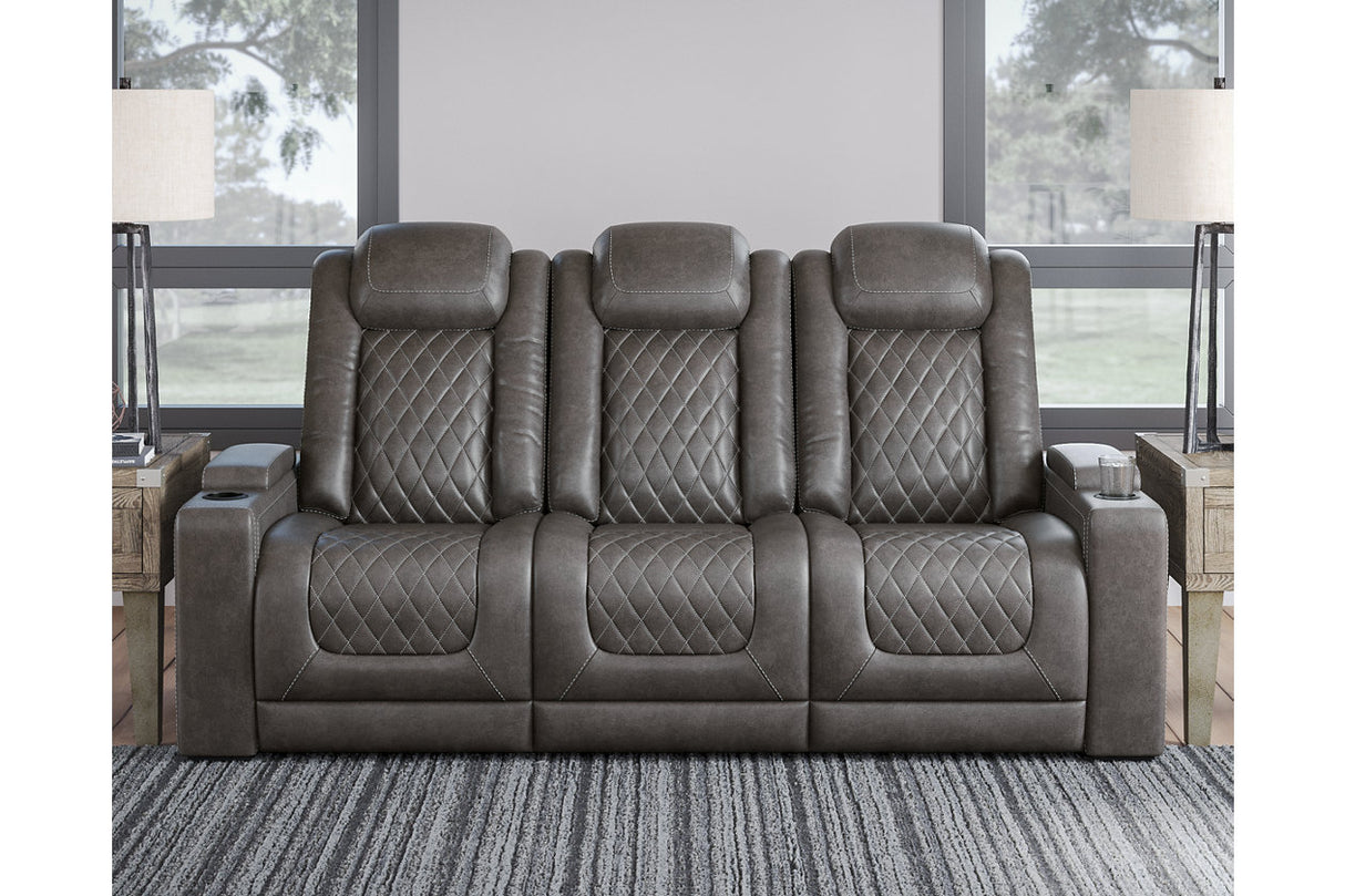 HyllMont Gray Power Reclining Sofa -  - Luna Furniture