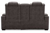 HyllMont Gray Power Reclining Loveseat with Console -  - Luna Furniture