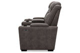 HyllMont Gray Power Reclining Loveseat with Console -  - Luna Furniture