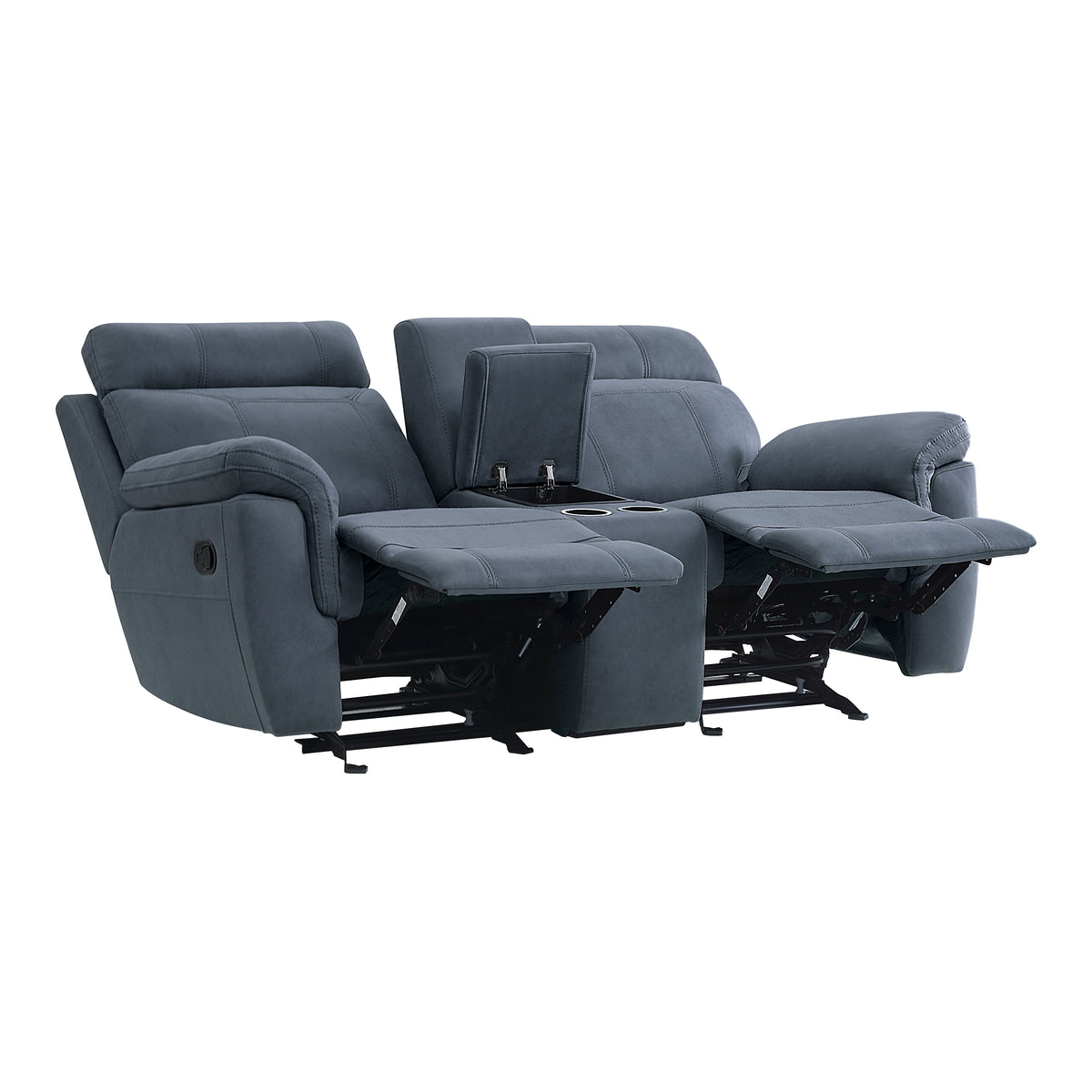 9301BUE-2 Double Glider Reclining Loveseat with Center Console from Homelegance - Luna Furniture