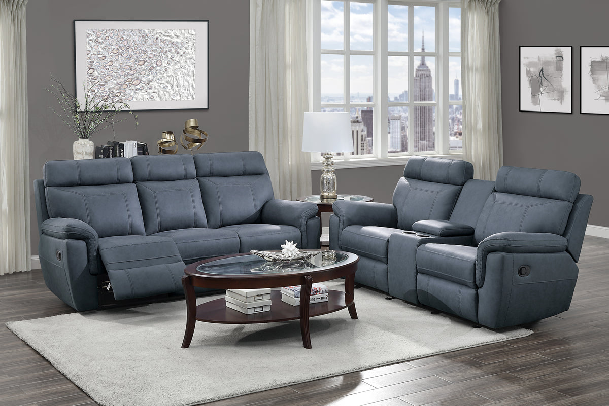 9301BUE-2 Double Glider Reclining Loveseat with Center Console from Homelegance - Luna Furniture