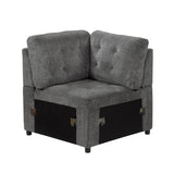 9311GY*SC (3)3-Piece Sectional with Pull-out Bed and Pull-out Ottoman - Luna Furniture