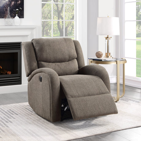 Foxcroft Brown Chenille Power Reclining Chair from Homelegance - Luna Furniture
