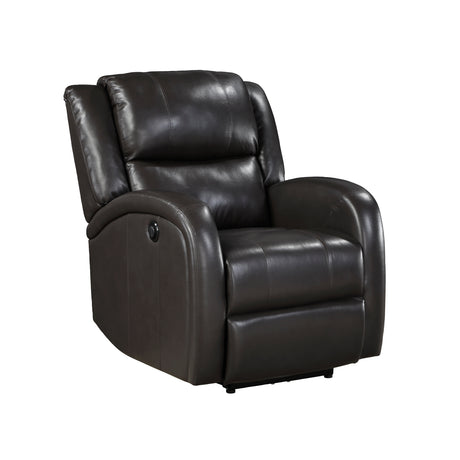 Foxcroft Brown Faux Leather Power Reclining Chair from Homelegance - Luna Furniture
