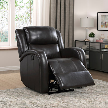 Foxcroft Brown Faux Leather Power Reclining Chair from Homelegance - Luna Furniture