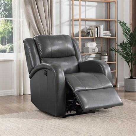 Foxcroft Gray Faux Leather Power Reclining Chair from Homelegance - Luna Furniture