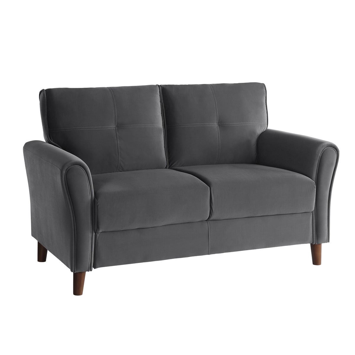 Dunleith Charcoal Gray Velvet Loveseat from Homelegance - Luna Furniture
