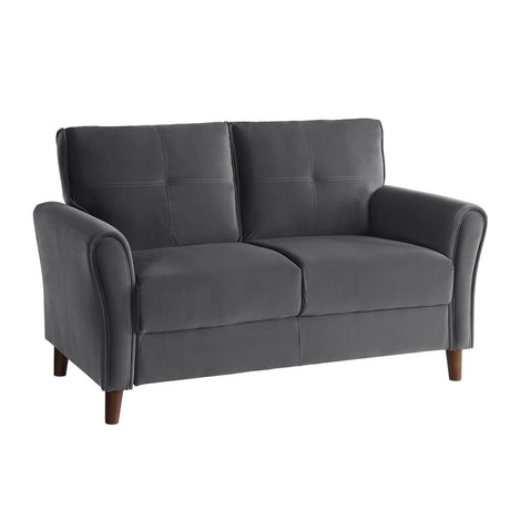 Dunleith Charcoal Gray Velvet Loveseat from Homelegance - Luna Furniture