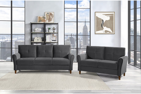 Dunleith Charcoal Gray Velvet Living Room Set