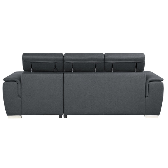 9355CC*22LRC (2)2-Piece Sectional with Adjustable Headrests, Pull-out Bed and Right Chaise with Hidden Storage - Luna Furniture