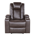 9366DB-1PWH Power Reclining Chair with Power Headrest, Cup holders and Storage Arms - Luna Furniture