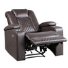 9366DB-1PWH Power Reclining Chair with Power Headrest, Cup holders and Storage Arms - Luna Furniture