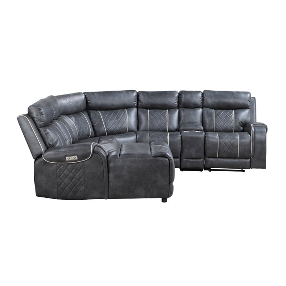 9377GRY*6LCRRPW (6)6-Piece Modular Power Reclining Sectional with Left Chaise - Luna Furniture