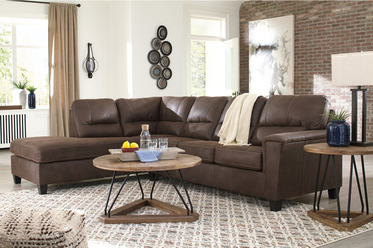 Navi Chestnut 2-Piece LAF Chaise Sleeper Sectional