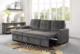 9402DGY*SC (2)2-Piece Reversible Sectional with Pull-out Bed and Hidden Storage - Luna Furniture